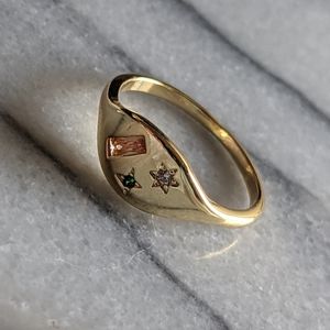 🆕 Local Eclectic •For You, With Love• Yellow Gold Signet Ring Size 5